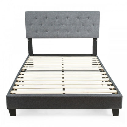 Exquisite Full Size Upholstered Platform Bed with Elegant Linen-Tufted Headboard