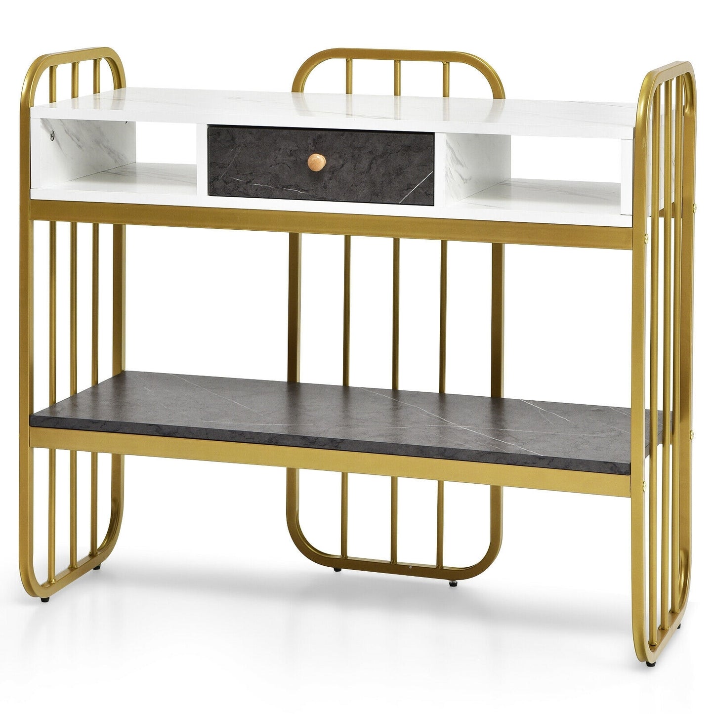 Wide Console Table with Storage Drawer and Open Shelf for Entryway or Living Room