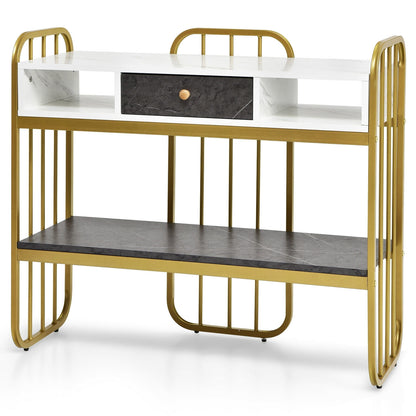 Wide Console Table with Storage Drawer and Open Shelf for Entryway or Living Room
