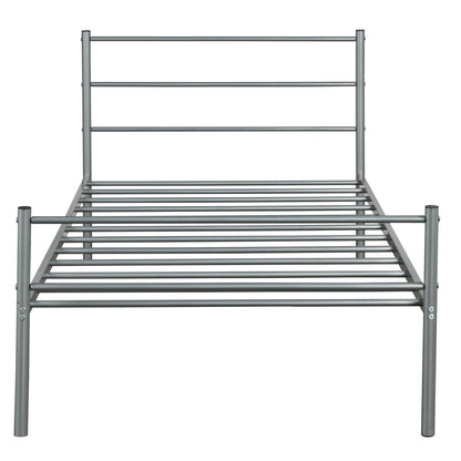 Durable Twin Size Metal Platform Bed Frame with Modern Headboard