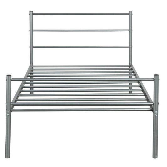 Durable Twin Size Metal Platform Bed Frame with Modern Headboard