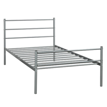 Durable Twin Size Metal Platform Bed Frame with Modern Headboard