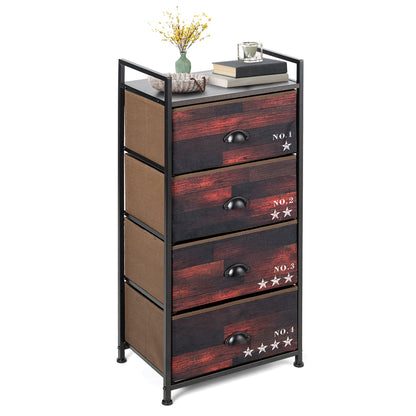 Industrial 4 Drawer Storage Tower with Steel Frame & Fabric Bins