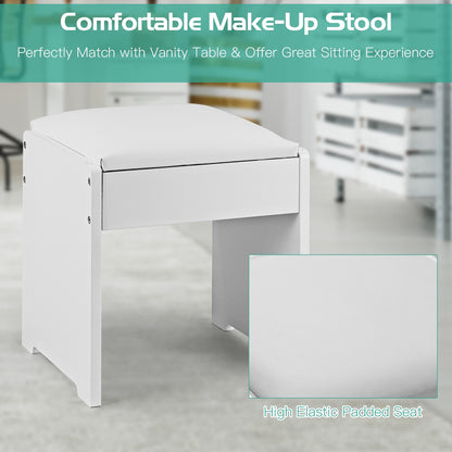 Elegant Vanity Set with Flip Mirror, Built-In Storage, and Comfort Seat – White