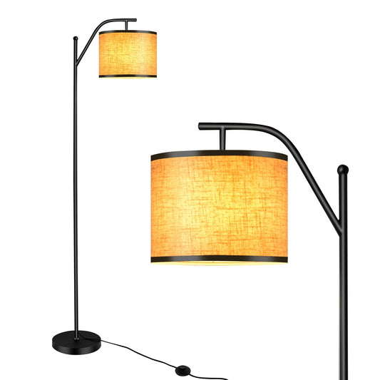 Modern Adjustable Standing Floor Lamp with Fabric Shade for Home and Office