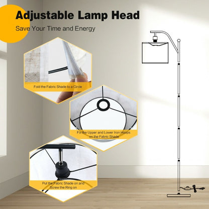 Modern Adjustable Standing Floor Lamp with Fabric Shade for Home and Office