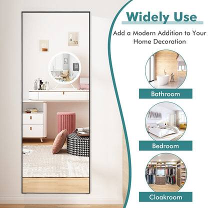 59 Inch Full Length Rectangle Mirror for Bedroom and Home Décor - Black