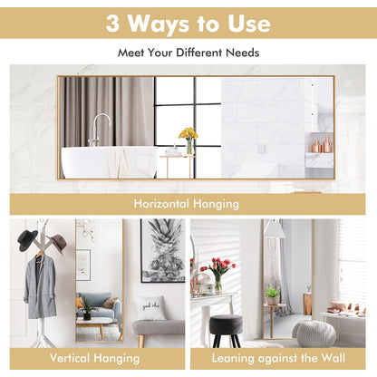 59 Inch Full Length Rectangle Mirror for Bedroom and Home Décor - Golden
