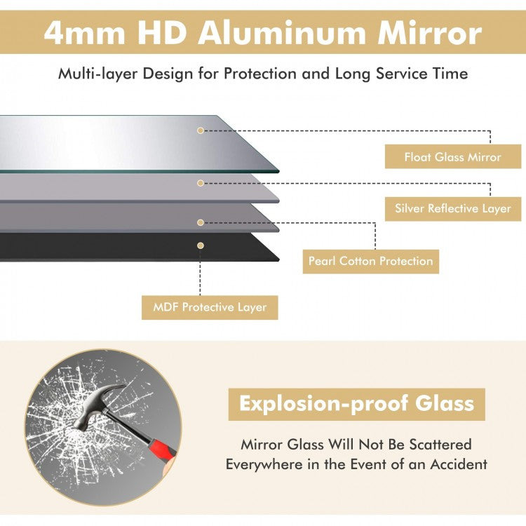 59 Inch Full Length Rectangle Mirror for Bedroom and Home Décor - Golden