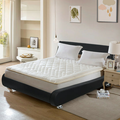 Modern Full Size Upholstered Platform Bed with Adjustable PU Leather Headboard – Black