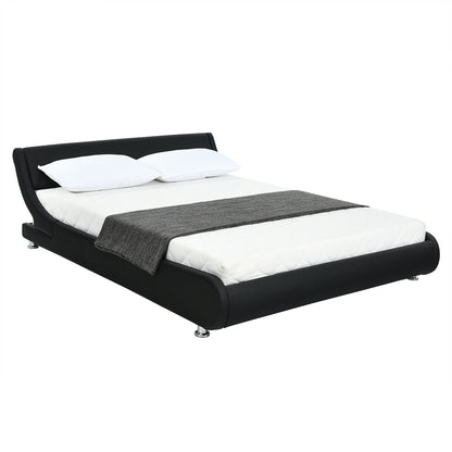 Elegant Queen Faux Leather Upholstered Platform Bed Frame with Adjustable Headboard