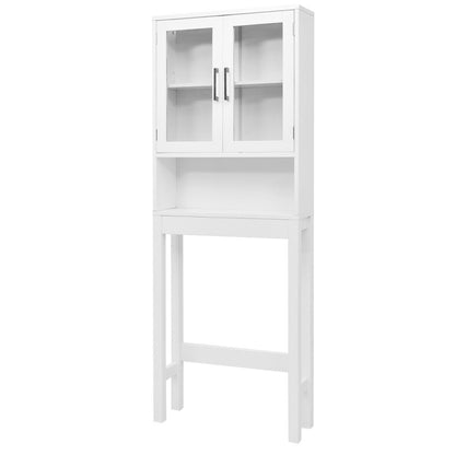Space Saving Over-the-Toilet Storage Cabinet with Glass Doors