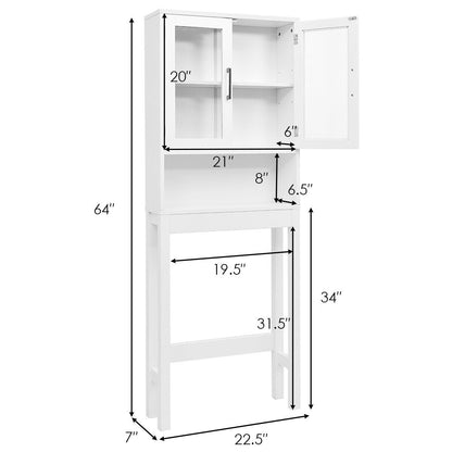 Space Saving Over-the-Toilet Storage Cabinet with Glass Doors