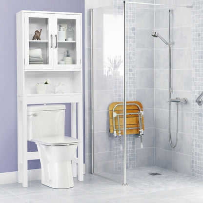 Space Saving Over-the-Toilet Storage Cabinet with Glass Doors