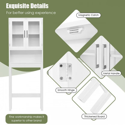 Space Saving Over-the-Toilet Storage Cabinet with Glass Doors