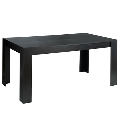 Modern 63 Inch Rectangular Dining Table with Black Engineered Wood Top