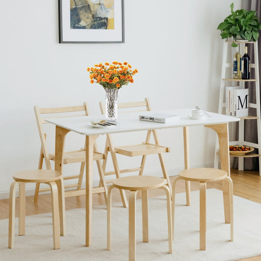 Set of 4 Stackable 18-Inch Bentwood Dining Stools with Round Seat - Natural Finish