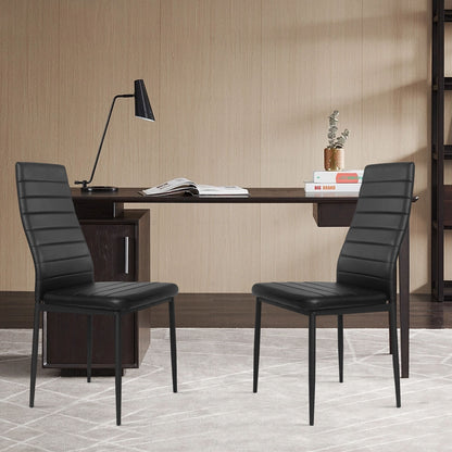 Set of 4 Modern Leather Dining Chairs with Metal Frame and Ergonomic Support