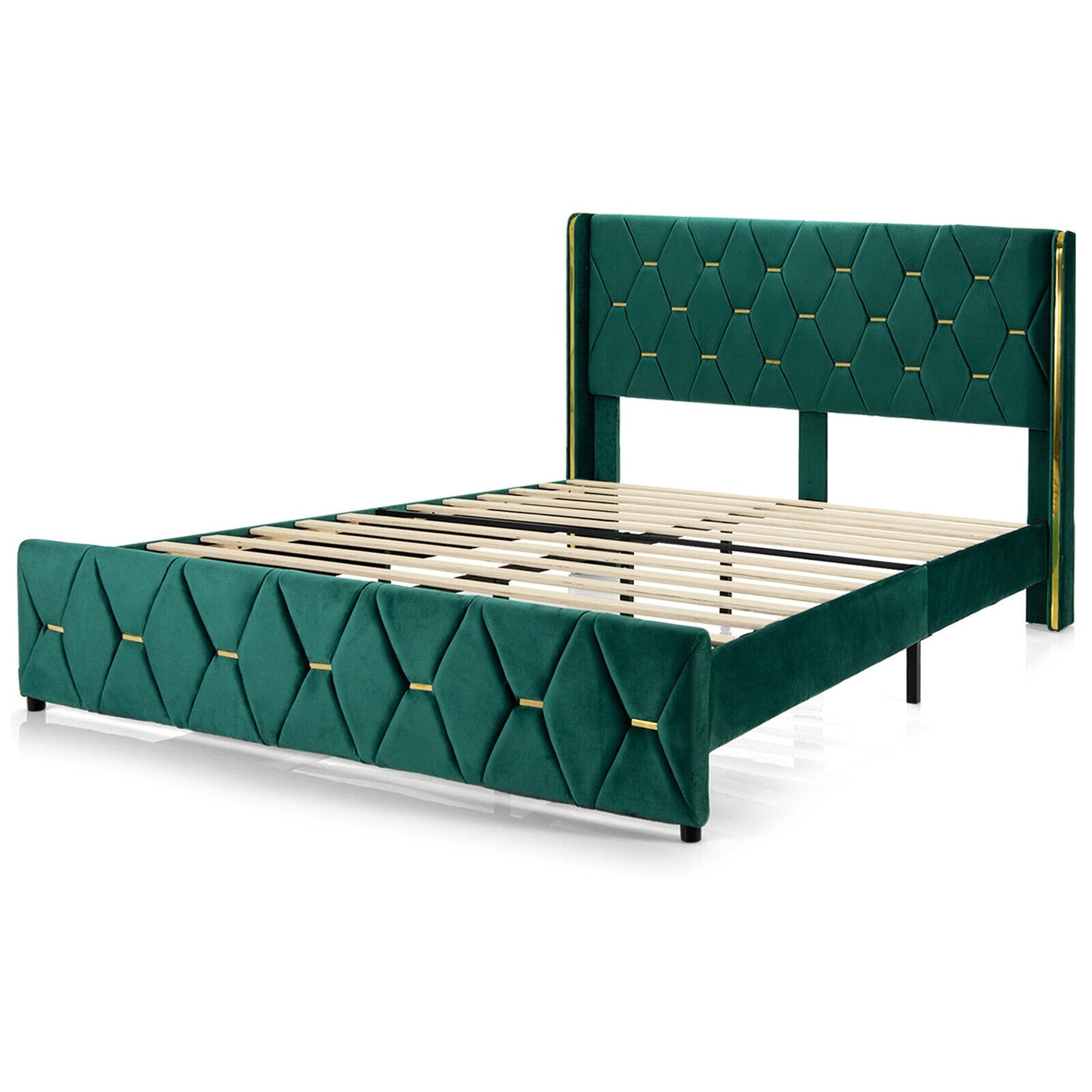 Upholstered Platform Bed Frame with Adjustable Headboard – Queen/Full Size