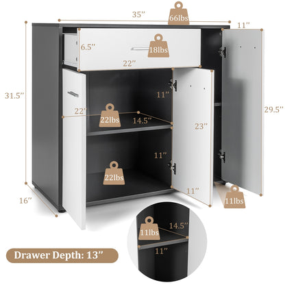 Modern Buffet Sideboard Cabinet with Spacious Storage and Wide Tabletop