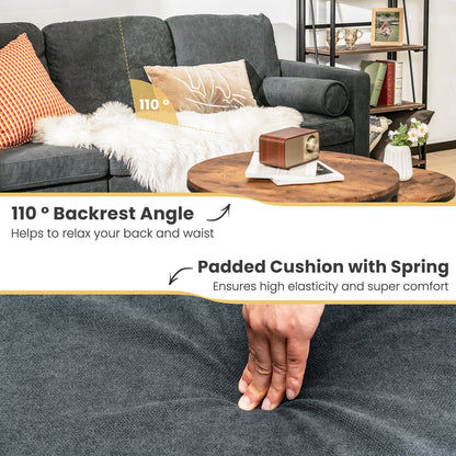 Convertible 3 Seater L-Shaped Sectional Sofa with Movable Ottoman and Removable Bolsters