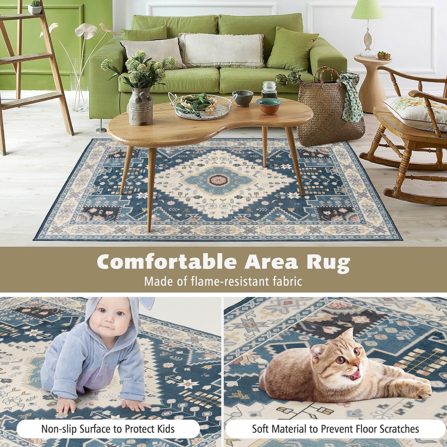 6'7" x 5'4" Faux Wool Area Rug – Comfortable, Durable, and Stylish Home Decoration