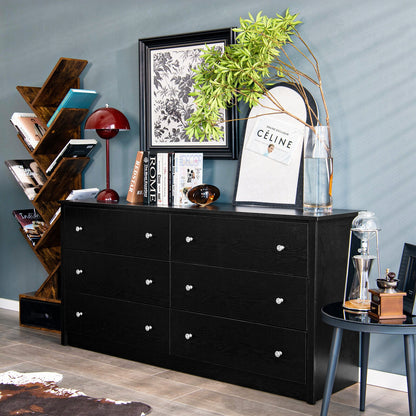 Sleek 6 Drawer Bedroom Dresser with Anti-Tip Safety and Smooth Glides