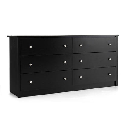 Sleek 6 Drawer Bedroom Dresser with Anti-Tip Safety and Smooth Glides