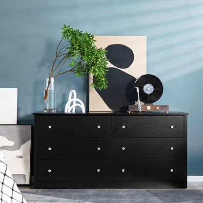 Sleek 6 Drawer Bedroom Dresser with Anti-Tip Safety and Smooth Glides