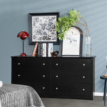 Sleek 6 Drawer Bedroom Dresser with Anti-Tip Safety and Smooth Glides