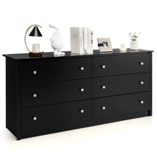 Sleek 6 Drawer Bedroom Dresser with Anti-Tip Safety and Smooth Glides