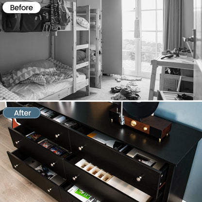 Sleek 6 Drawer Bedroom Dresser with Anti-Tip Safety and Smooth Glides