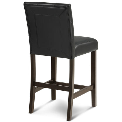 Set of 2 Stylish PVC Leather Bar Stools with Upholstered Back and Footrests