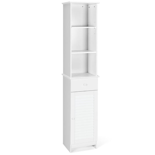 Tall Freestanding Bathroom Storage Cabinet with Shelves & Drawer