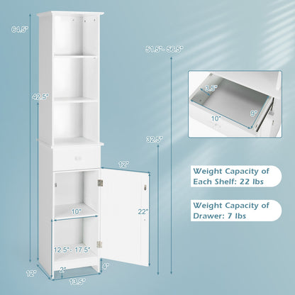 Tall Freestanding Bathroom Storage Cabinet with Shelves & Drawer