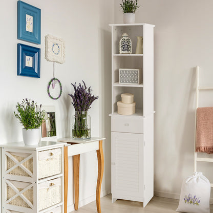 Tall Freestanding Bathroom Storage Cabinet with Shelves & Drawer
