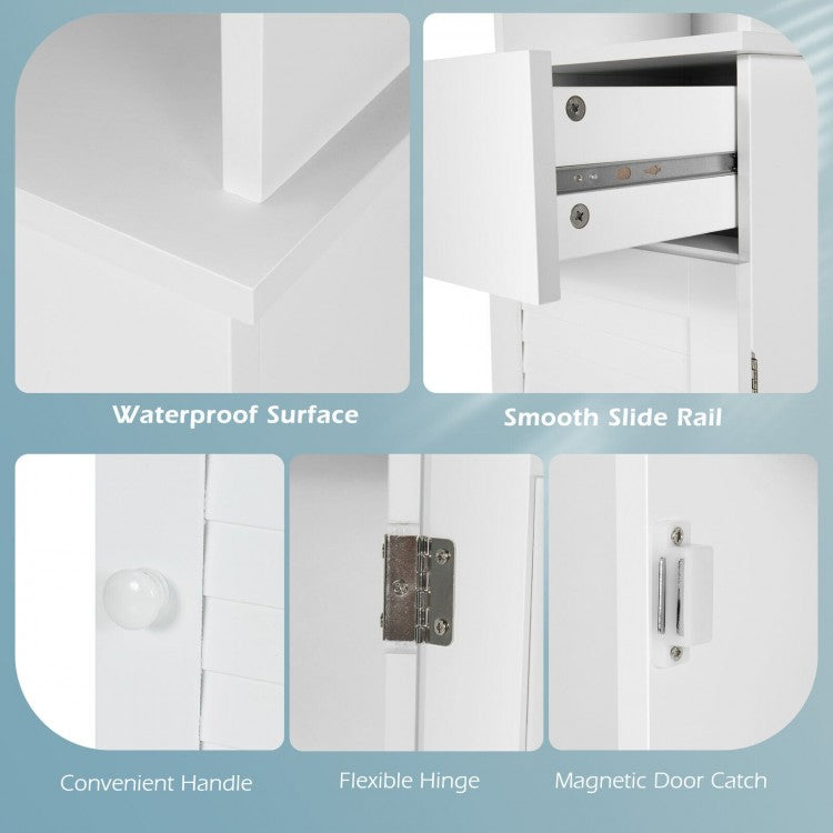 Tall Freestanding Bathroom Storage Cabinet with Shelves & Drawer