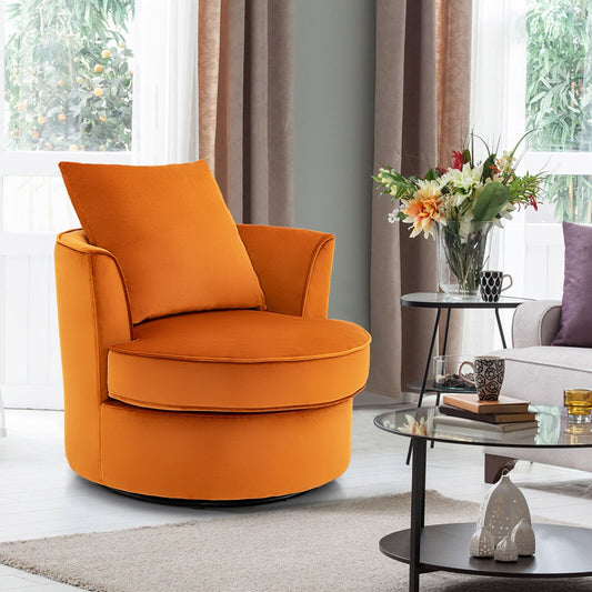 Modern Swivel Barrel Chair with 360°  Rotation and No Assembly Required