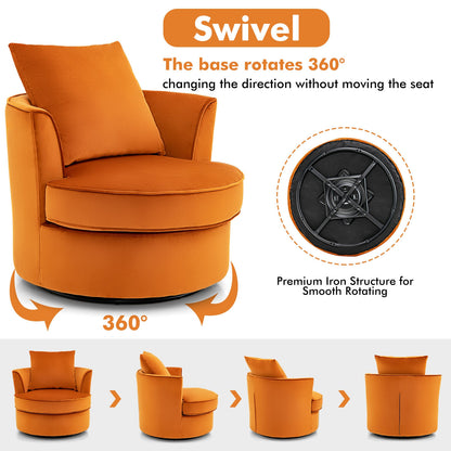Modern Swivel Barrel Chair with 360°  Rotation and No Assembly Required