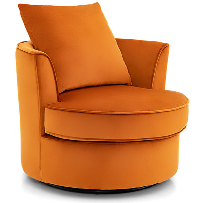 Modern Swivel Barrel Chair with 360°  Rotation and No Assembly Required