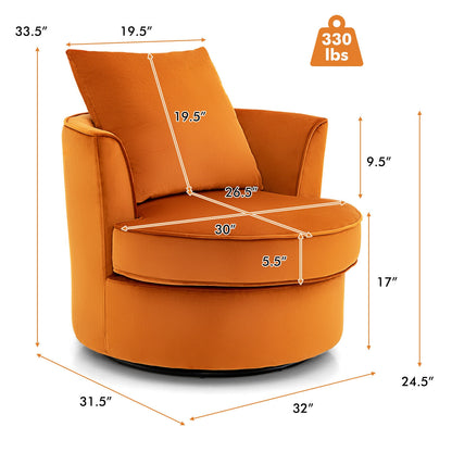 Modern Swivel Barrel Chair with 360°  Rotation and No Assembly Required
