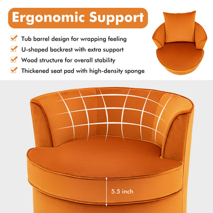 Modern Swivel Barrel Chair with 360°  Rotation and No Assembly Required