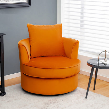 Modern Swivel Barrel Chair with 360°  Rotation and No Assembly Required