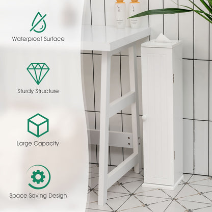 Freestanding Toilet Paper Holder with 4 Shelves and Top Storage Rack for Bathroom
