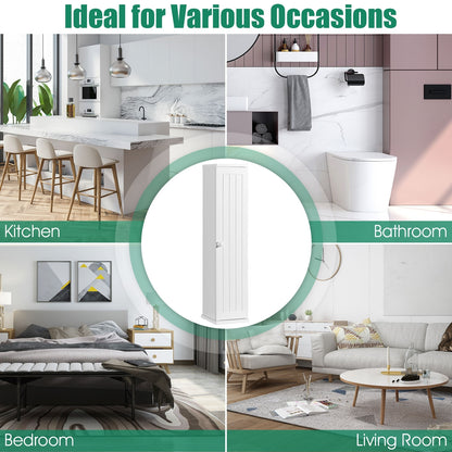 Freestanding Toilet Paper Holder with 4 Shelves and Top Storage Rack for Bathroom