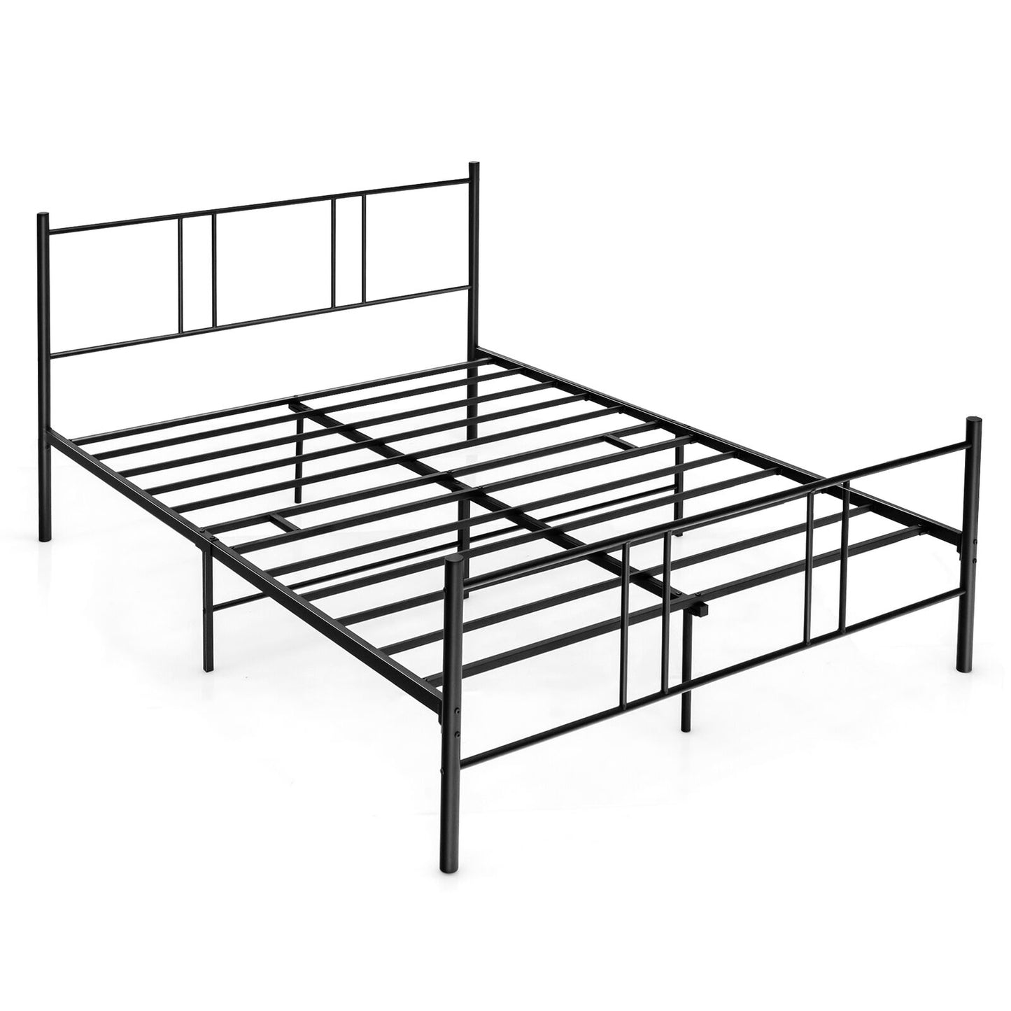 Elegant Steel Platform Bed Frame with High Headboard for Superior Comfort - Full/Queen Size