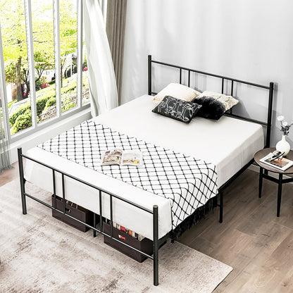 Elegant Steel Platform Bed Frame with High Headboard for Superior Comfort - Full/Queen Size