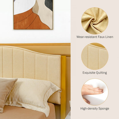 Modern Upholstered Bed Frame with Quilted Headboard - Full/Queen Size