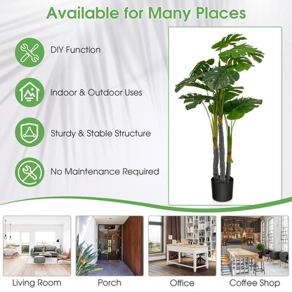 4ft Artificial Monstera Palm Tree – Lifelike Faux Plant for Home & Office Décor
