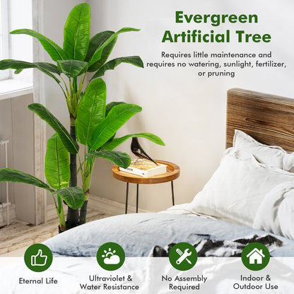 5ft Artificial Banana Tree – Lifelike Faux Tropical Plant with 18 Leaves for Indoor & Outdoor Décor